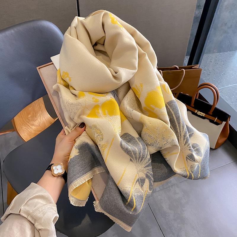 New Retro Fashion Imitation Cashmere Scarf For Women In Winter, Thickened And Warm Neck, Dual Purpose Shawl Exterior