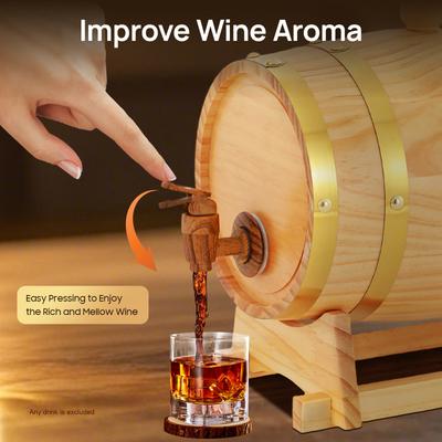 Pine Wood Wine Barrel 3L Original Wood Color with Stand, For Whiskey/Wine Fermentation Home/Bar