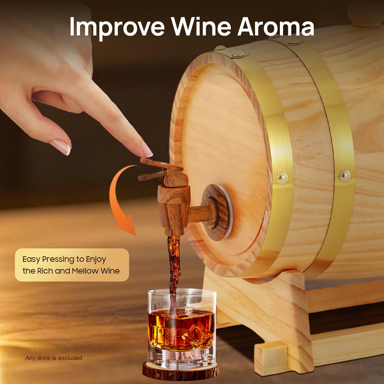 

Pine Wood Wine Barrel 3L Original Wood Color with Stand, For Whiskey/Wine Fermentation Home/Bar GERMANY