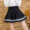 Fashion Womenswear Women Stripes Pleated Stretchy Pure Color High Waist School Mini Skirt