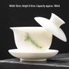 High-Grade Mutton Fat Jade Rotating Lid Bowl and White Porcelain Teapot Set