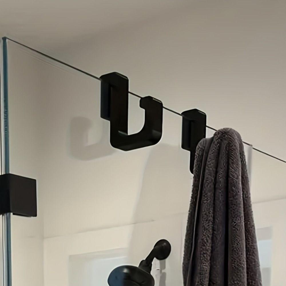 5Pcs 3D Heavy-duty Shower Door Hook Clamp On Design No Drilling Required Door Towel Organizer Waterproof Space Saving