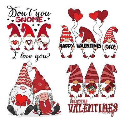 Valentine's Day Clothing?Stickers Four Pcs Love Dwarf Hot Transfers A-Level Washable Accessory Sticker Stripes Patches Badges