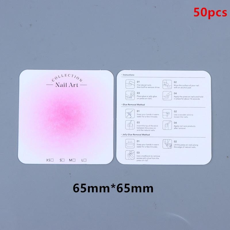 50 stk. 6,5X6,5 cm Neglekunst Displaykort Press-On Negle Pakkekort Pap Manicure Kunstig Negl Display Dekoration Pakkekort
