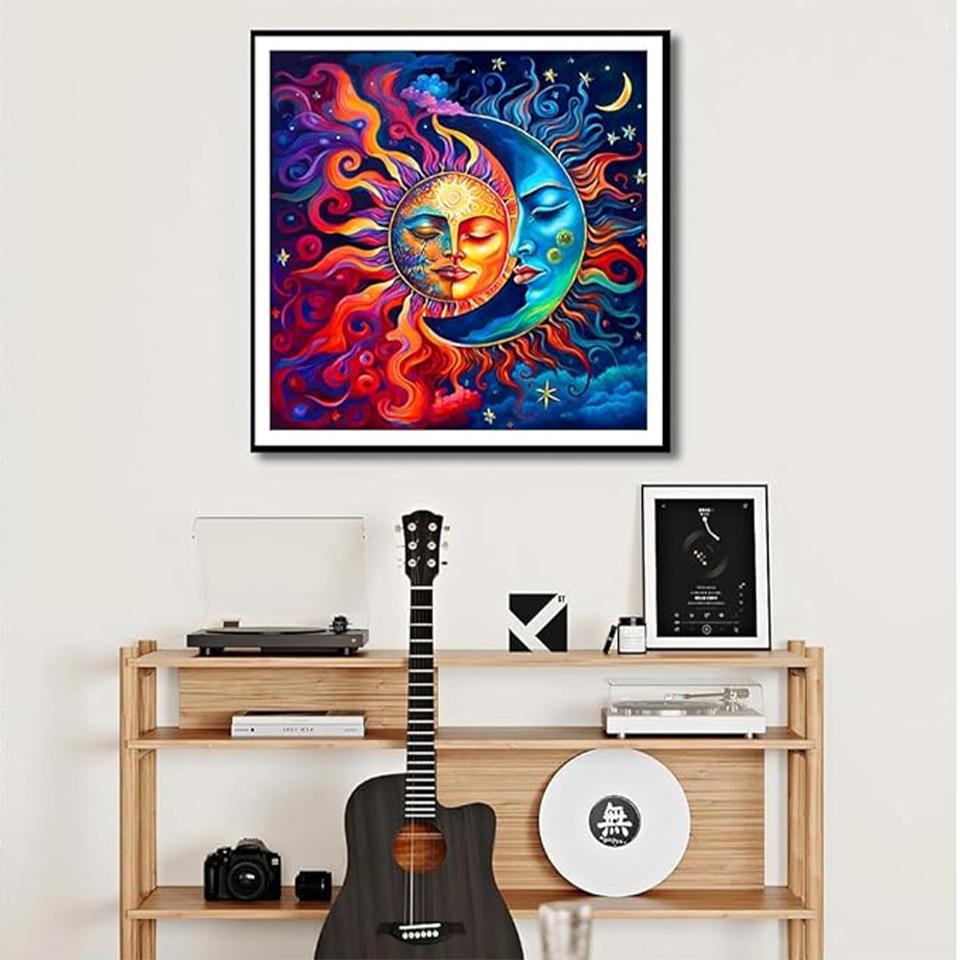 DIY Sun and Moon 5D Alien Diamond Art Set Suitable for Beginners Diamond Art Painting Set Suitable for Home Wall Decoration