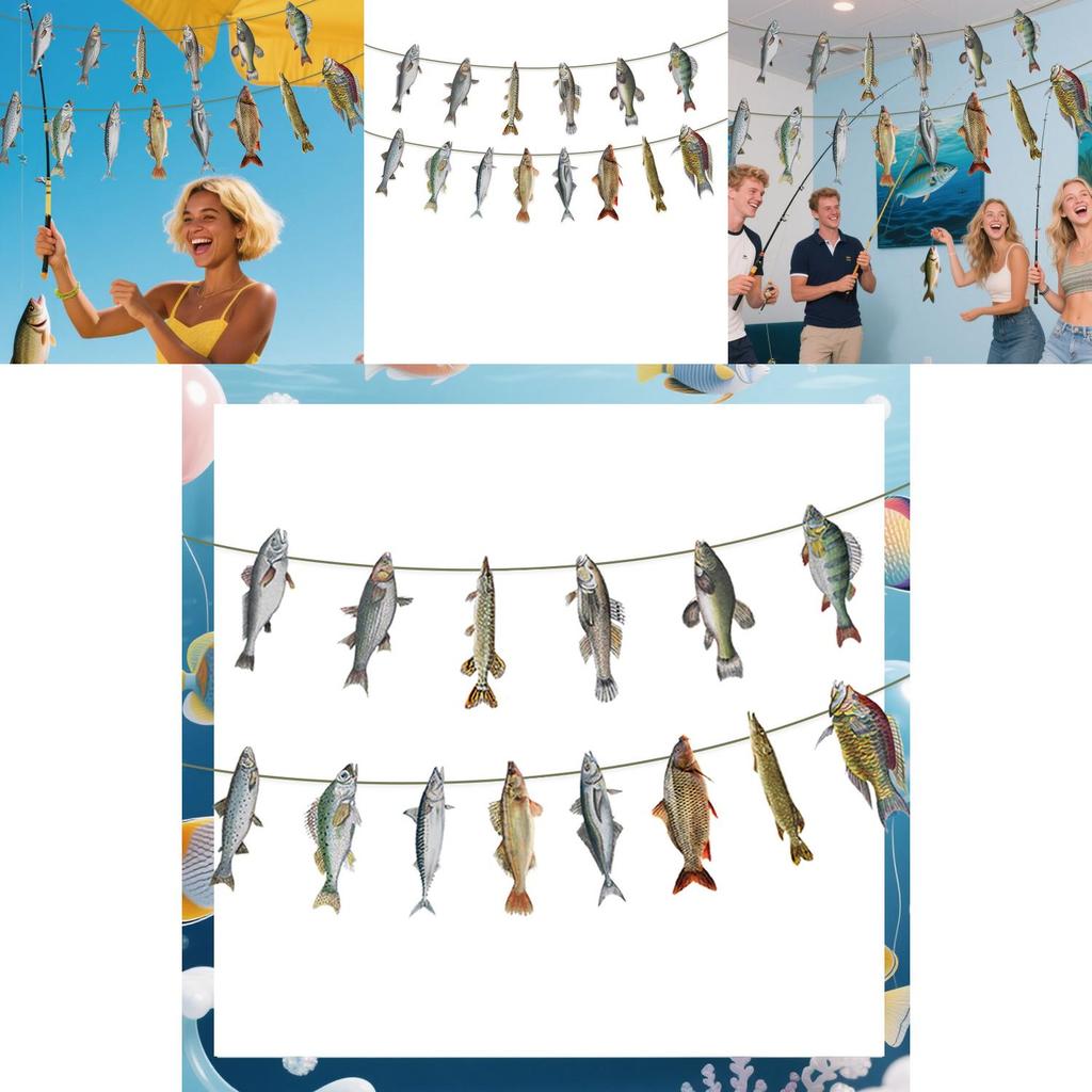 Fisch Party Banner zur Veranstaltungsdekoration Papier Zugflaggen für Feiern