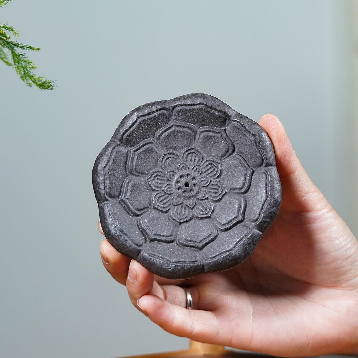 Yixing Purple Clay Teapot & Accessory Stand - Lotus Base Coaster for Tea Ceremony & Incense