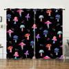 Curtain Mushroom 3D Sunshade Digital Printing Curtain Blackout No Punching Bedroom Living Room