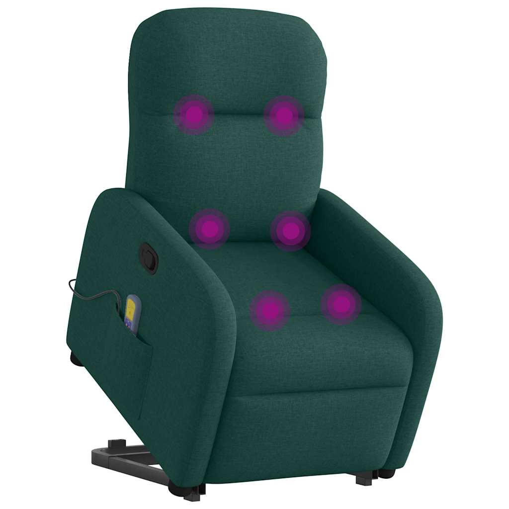 Massage Recliner with Rising Aid Dark Green Fabric