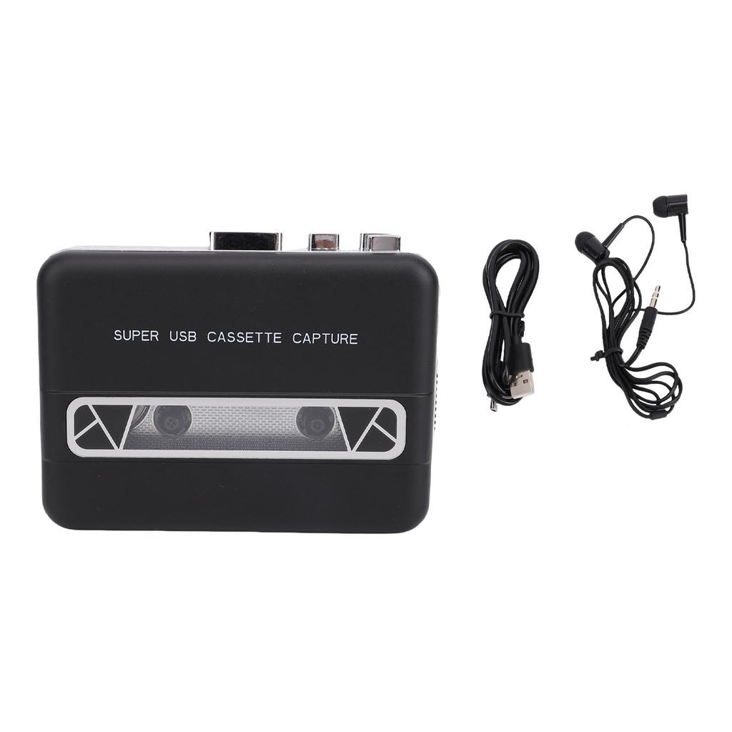 Cassette Tape Player Built in Speaker 3.5mm Earphone Jack Portable Cassette to MP3 Converter for Laptop PC CD Burner