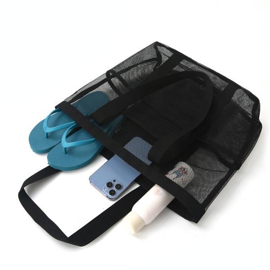 Netz-Strandtasche mit Reißverschluss, großes Fassungsvermögen, Strandtasche, faltbares Design, wasserdicht, sanddicht, Pooltasche mit Fächern