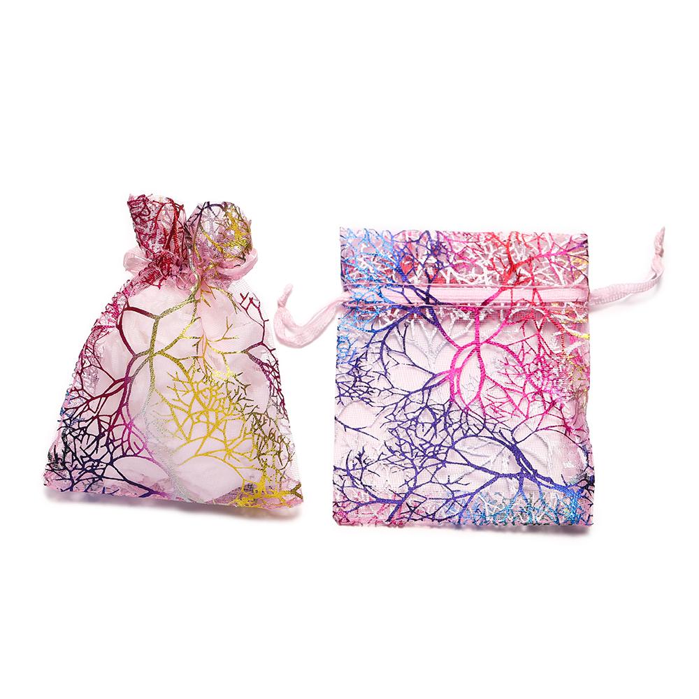 20pcs/Lot Colorful Branch Drawstring Organization Bags DIY Jewelry Making Packaging Bags Candy Wedding Party Bags Gifts Pouches