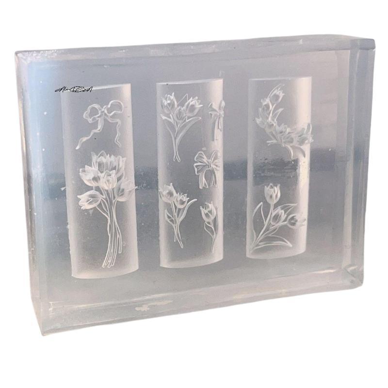 3D Silicone Nail Mold Sweet Flower Tulip Bouquet Design Transparent DIY Nail Art Decor Manicure Template for Nail Charms