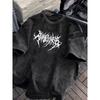Vintage Kyselý Wash Síla Gotický Kovový Font Grafické Tričko Oversized Streetwear Ležérní Bavlněná Horní Část pro Muže