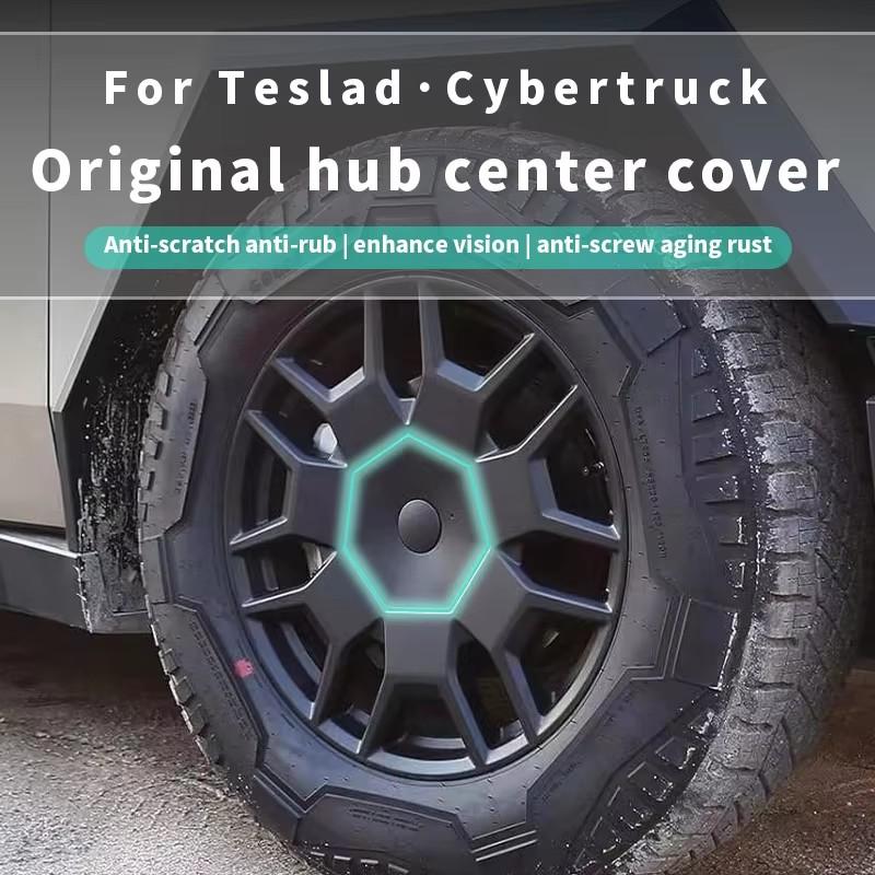 4PCS Wheel Hub Center Caps for Tesla Cybertruck Full Coverage Waterproof Anti-Rust ABS Center Wheel Covers Exterior Accessories