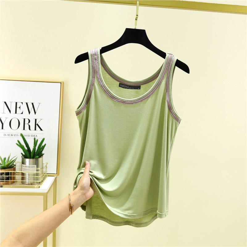 

ZANZEA женский летний свободный спортивный жилет без рукавов с круглым вырезом M зелёный