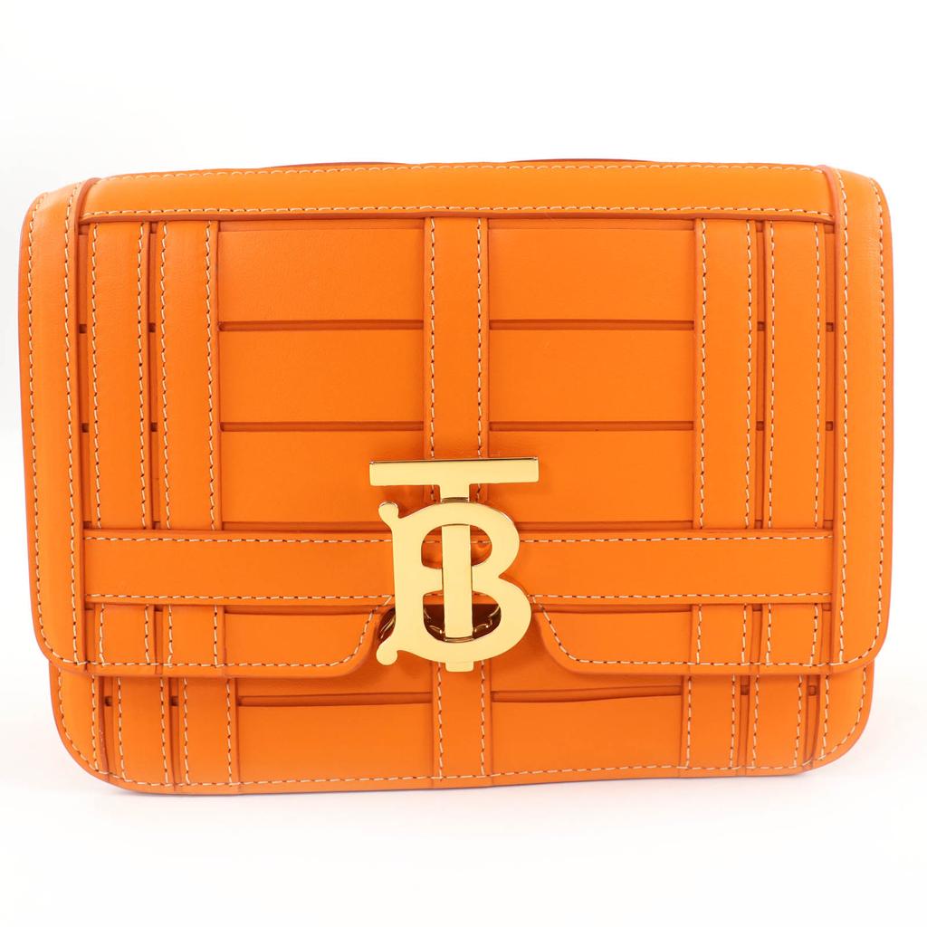 Excellent BURBERRY Shoulder Bag TBMetal 2WAY Leather Clutch Bag Orange Leather Used