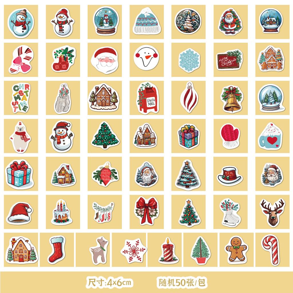 50/100 Nordic Style Christmas Graffiti Stickers Mobile Guitar Decoration Waterproof Stickers DIY Hand Account Stickers