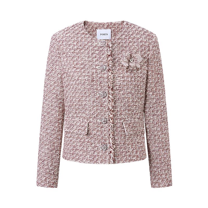 

PORTS Women s Cinnabar Red Tweed Jacket L