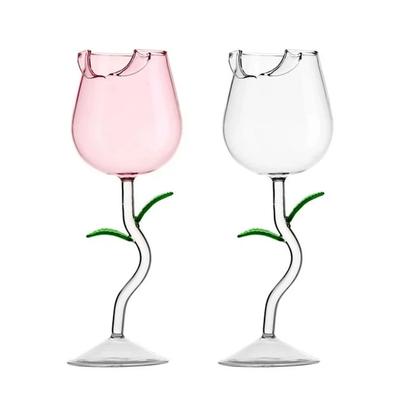 INS-Stil Rosewein-Glas, Eleganter hoher Stiel Rotwein-Kelch für Champagner, Cocktails & Romantisches Essen