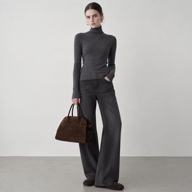 Eimich's Damen Rollkragen Pullover aus Wolle mit langen Ärmeln