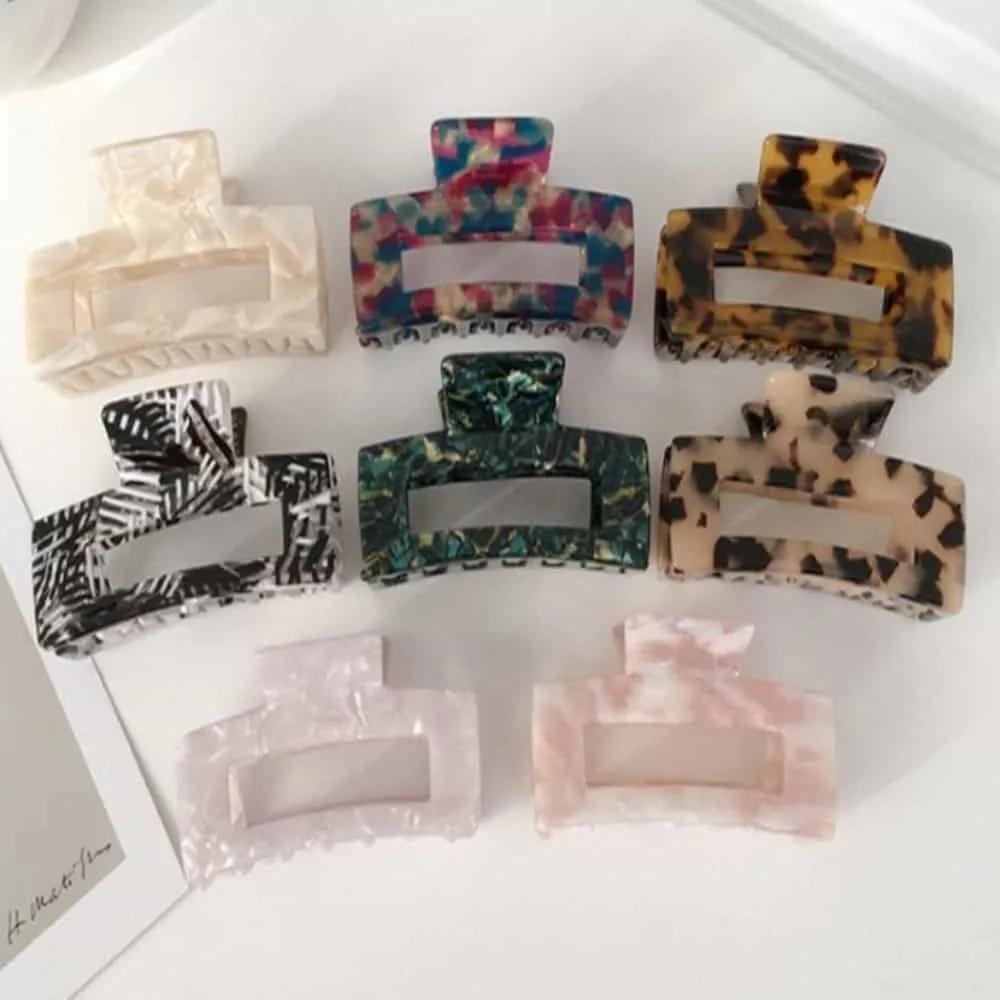 Square hair clip, square hair clip, half-up clip S Khaki Gray