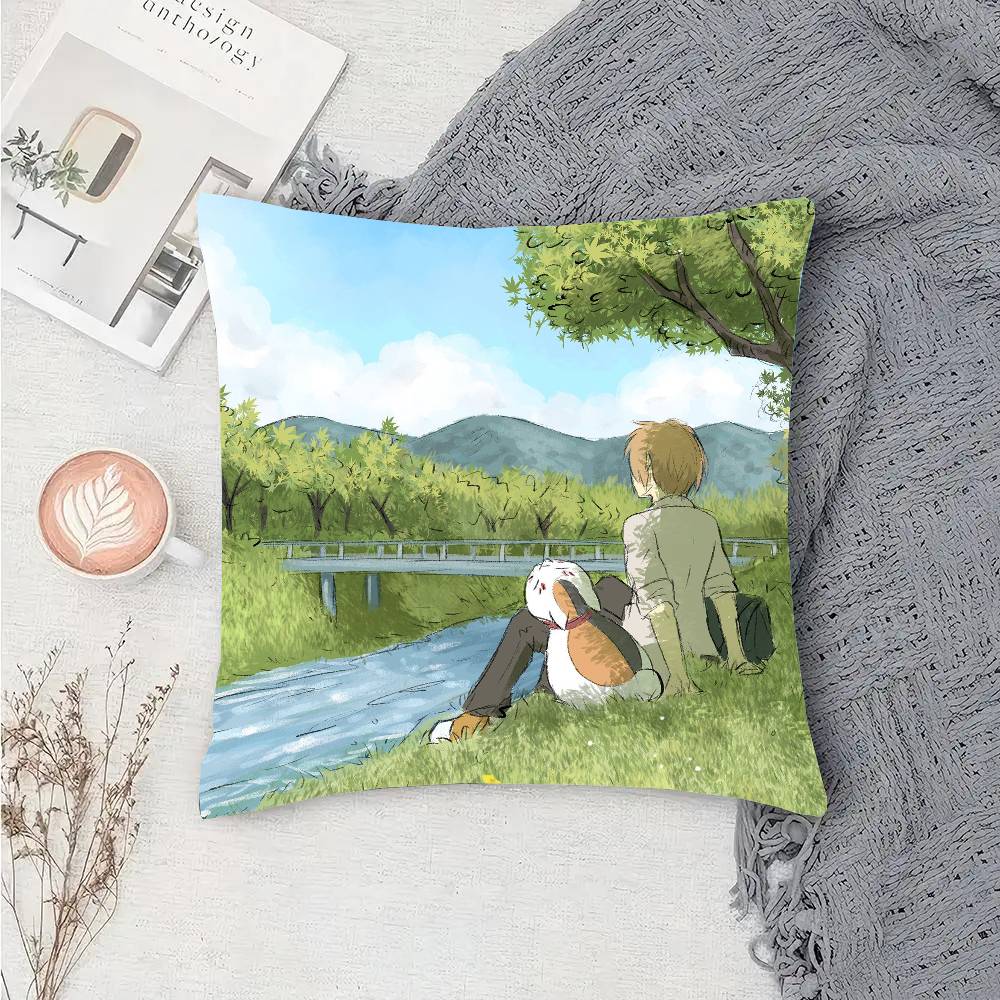 N-Natsumes Book Of F-Friends Animation Pillow Case Fashion Square Pillowcase Bedroom Sofa Room Ins Decoration Leisure