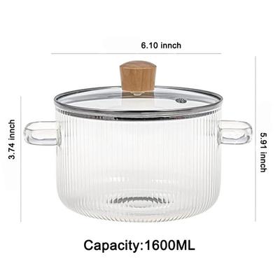 Glass Cooking Pot - Clear Obstop Pot 1.6 L Cooking Pot for Various Dishes