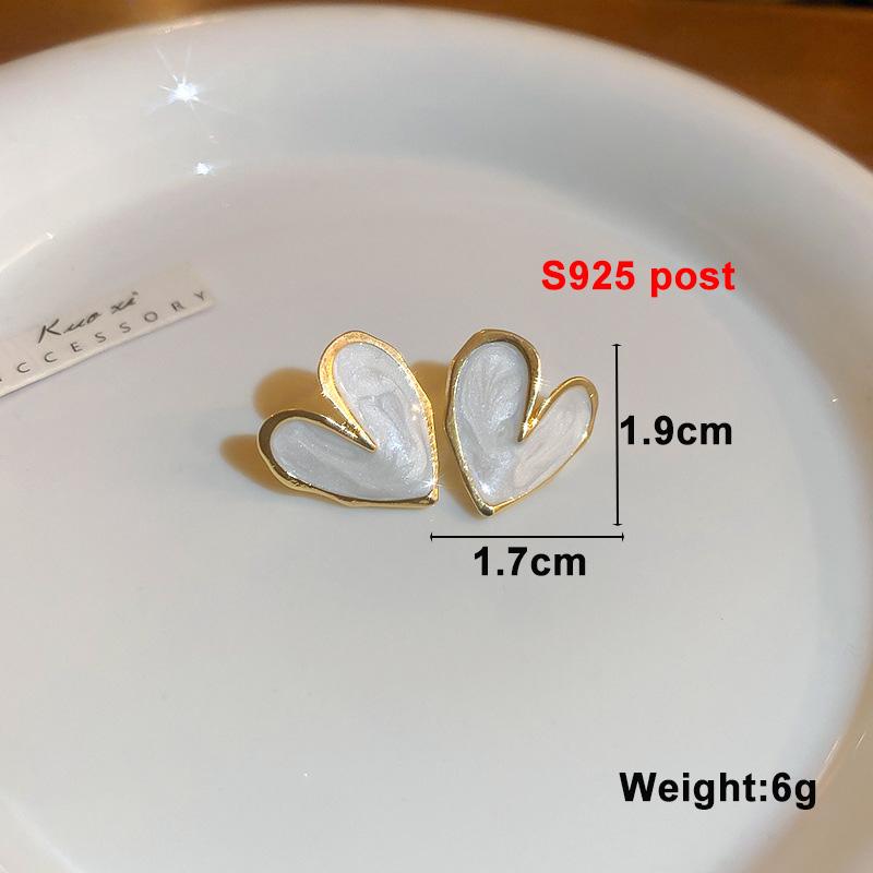 Heart Dangle Earrings for Women Colorful Enamel Crystal Love Heart Sweet Korean Female Drop Earrings aretes de