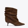 Brown Pointed Pile Boots Women's New Autumn Western Folded Suede Short Boots Stiletto Fashion Boots
