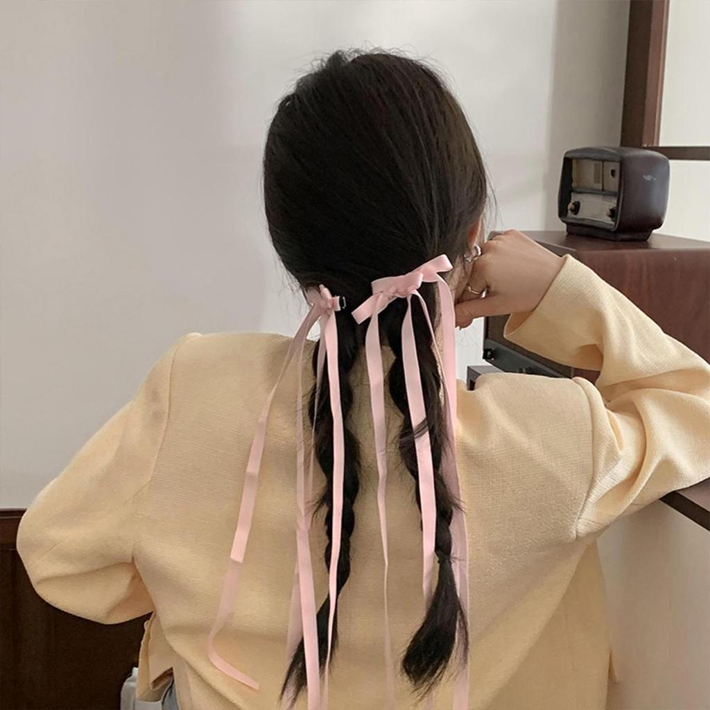 6-piece Set of Women's Hair Accessories, Starry and Bow Set, Ballet Style Bow Ribbon Ribbon Hair Clip, Double Ponytail Ribbon