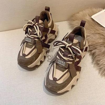 Zapatillas de Plataforma Cómodas para Mujer Otoño Colores Mixtos con Cordones Versátiles Zapatos Casuales Deportivos de Diseñador para Exteriores Zapatos Vulcanizados