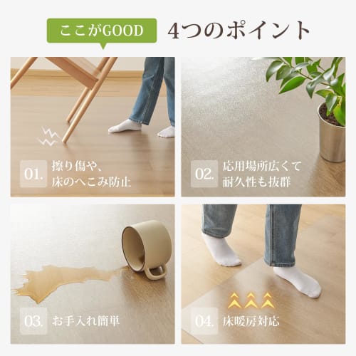 Kumori Dining Mat, 1.5mm Thick, Water-Repellent, Clear, Desk Mat, Transparent, Waterproof, Scratch- and Stain-Resistant PVC Floor Protector, Compatibl