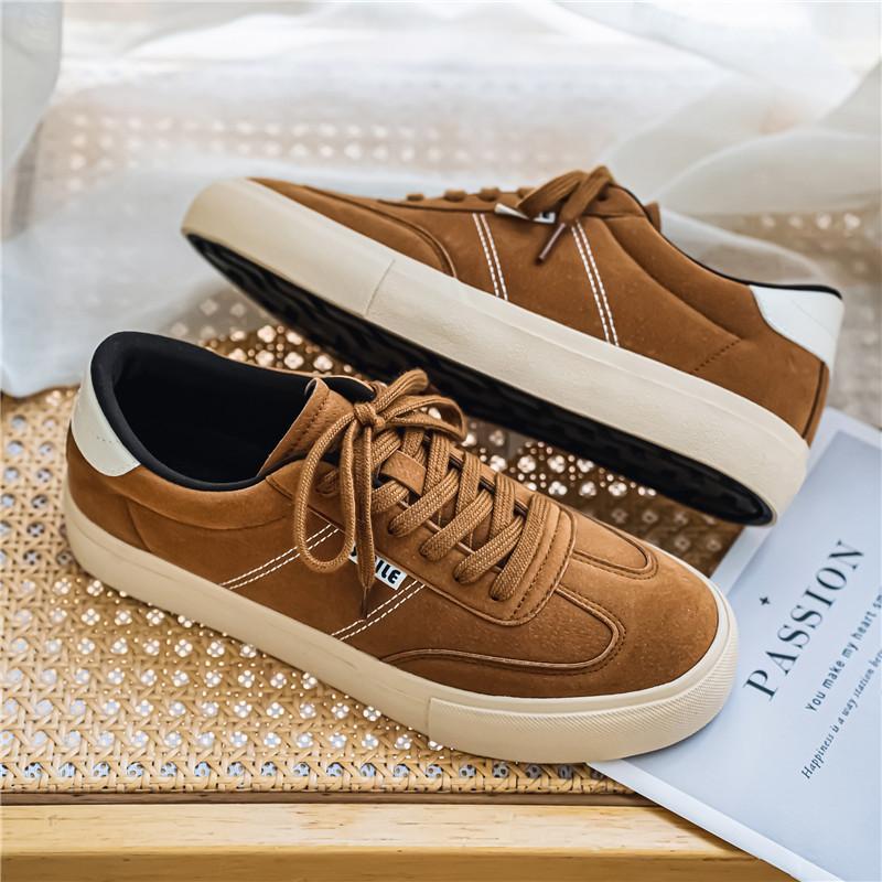 

Новые вулканизированные мужские кеды с низким верхом, нишевый дизайн, тренд, спортивные и повседневные кожаные кеды для скейтборда 7985 44 верблюд