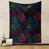 Colorful Spider Web Pattern On Black Background Patterned Tapestry Decorative Wall Hanging, Home Bedroom Living Room Decor