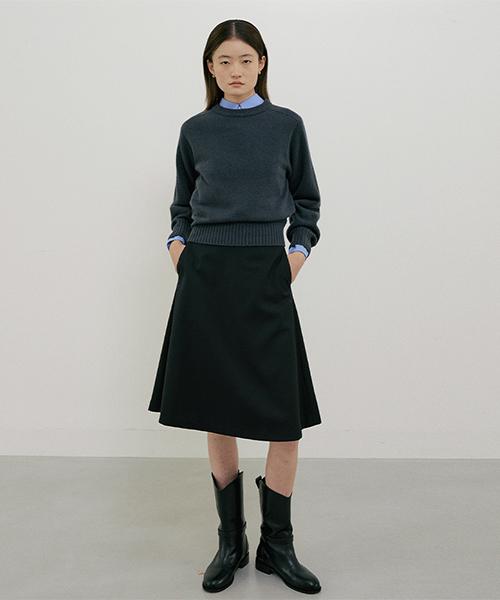 Lingseoul Whole Garment Volume Knit-Charcoal