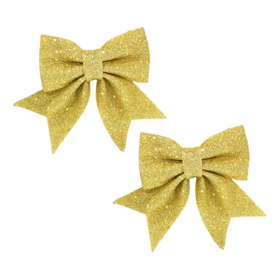 2Pcs Christmas Glitter Bowknot Reusable DIY Xmas Tree Gift Box Wreath