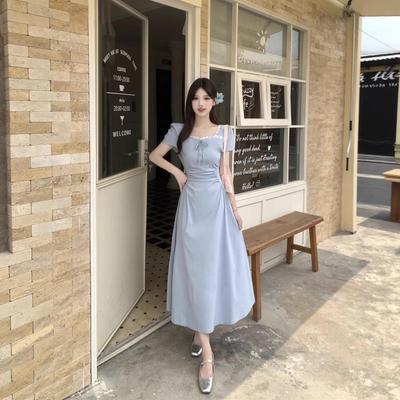 Elegant Plus Size Midi Dress for Women - French Bow, High-End Waist-Cinched, Summer New Arrival