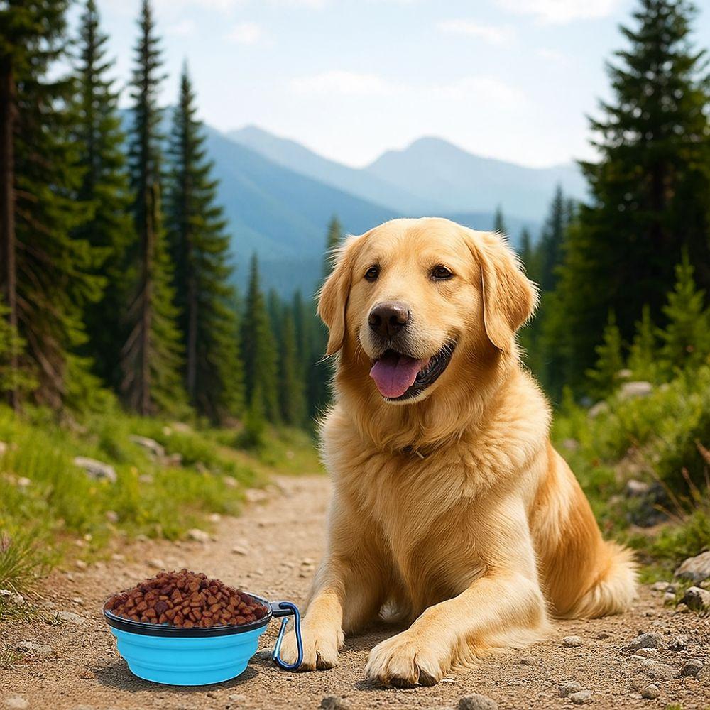 Silicone Dog Folding Bowl Large Capacity Pet Water Food Dish Collapsible Dog Bowl  Outdoor Walking