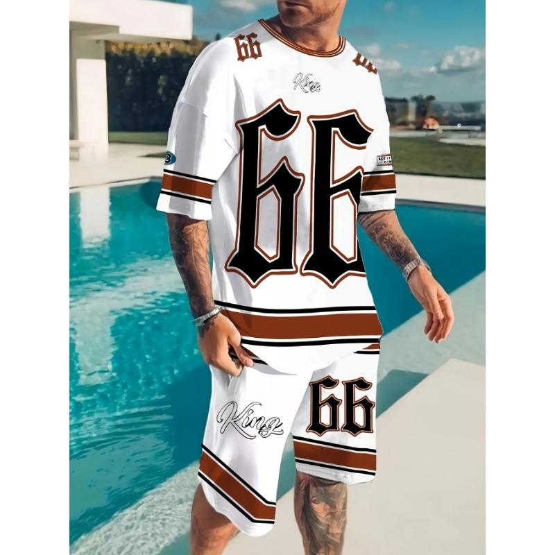 2026 Summer New Men's Short-Sleeved Set with 3D Letter Patter