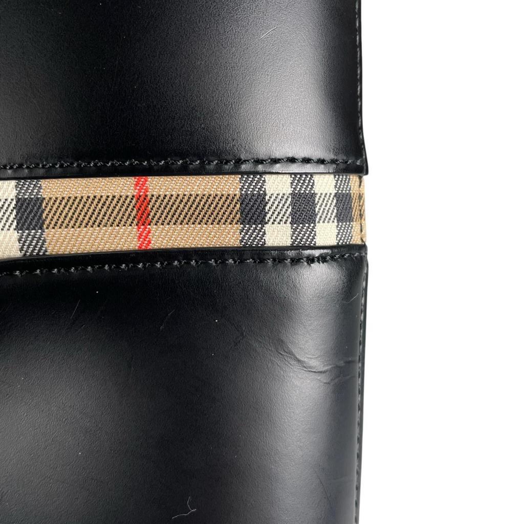 BURBERRY Nova Check Handbag black Women used