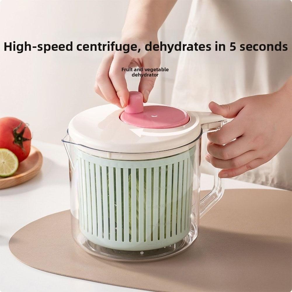 Drain and Spin Dryer Vegetable Washing Basin Plastic Fruit  Manual Spin Basket  Vegetable Washing