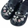 16PCS Shoe Charms Set Silver Butterfly Pink Diamond Heart-shaped Chain Shoe Decora Buckle for Sandals Clogs DIY Accessories Gift