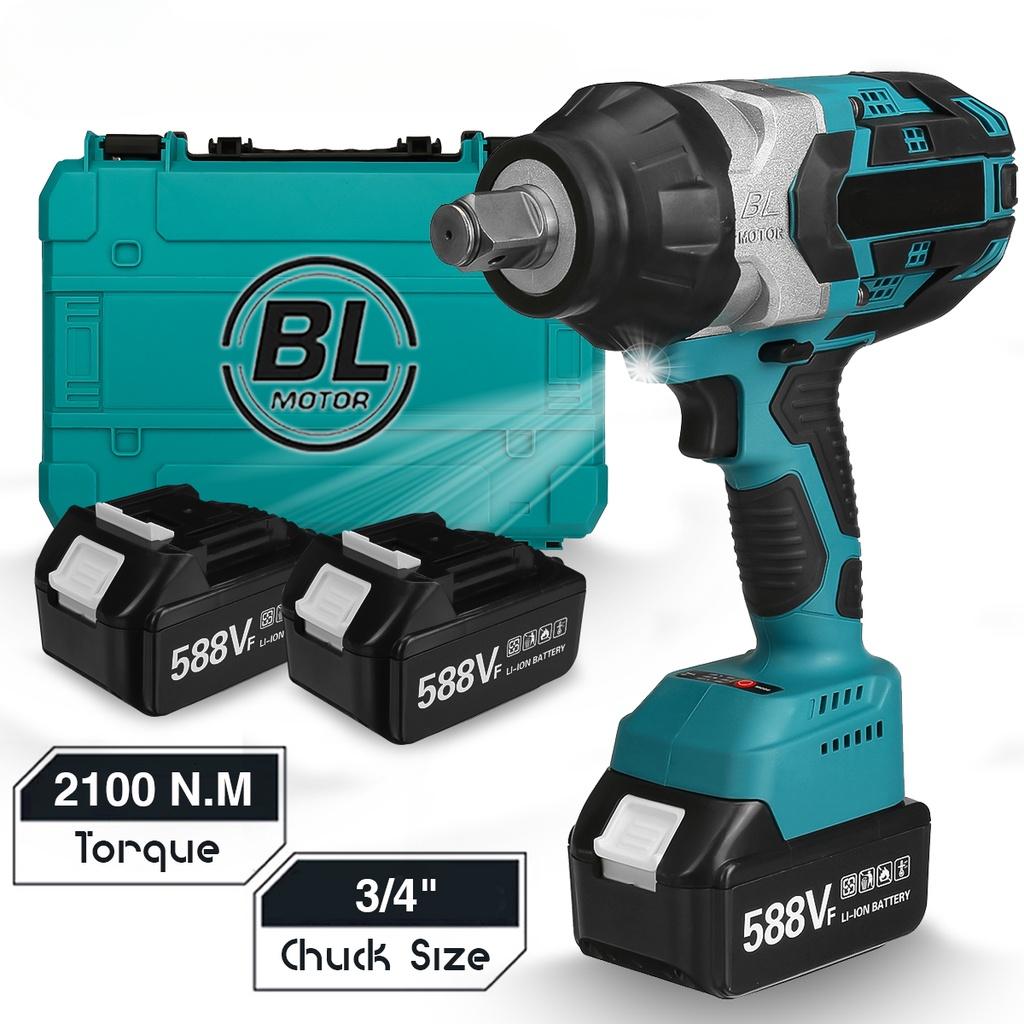 Klucz udarowy elektryczny bezszczotkowy 588VF 3/4 cala o wysokim momencie obrotowym 2100N.M Narzędzie do naprawy samochodów ciężarowych i samochodów osobowych dla akumulatora 18V