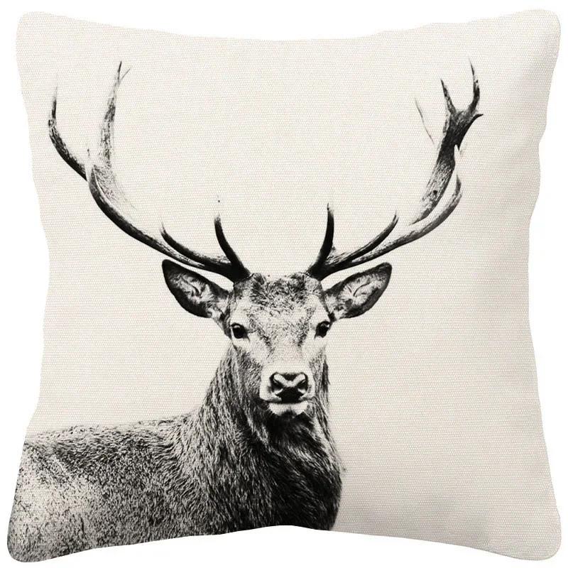 Pug Dog Tiger Animal Hand Painting Cushion Cover Beige Linen Throw Pillowcase Decorative Pillows For Sofa 40x40cm 50x50 45x45