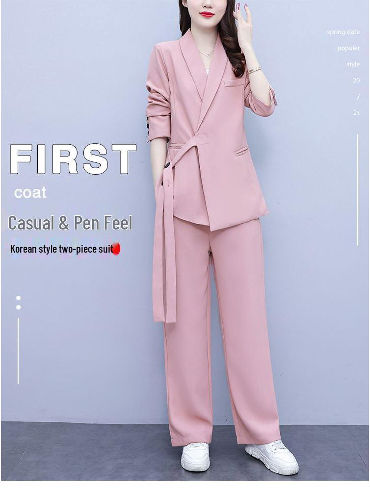 Spring & Autumn Plus Size Women's Wide-Leg Pants Two-Piece Set - Age-Reducing and Fashionable