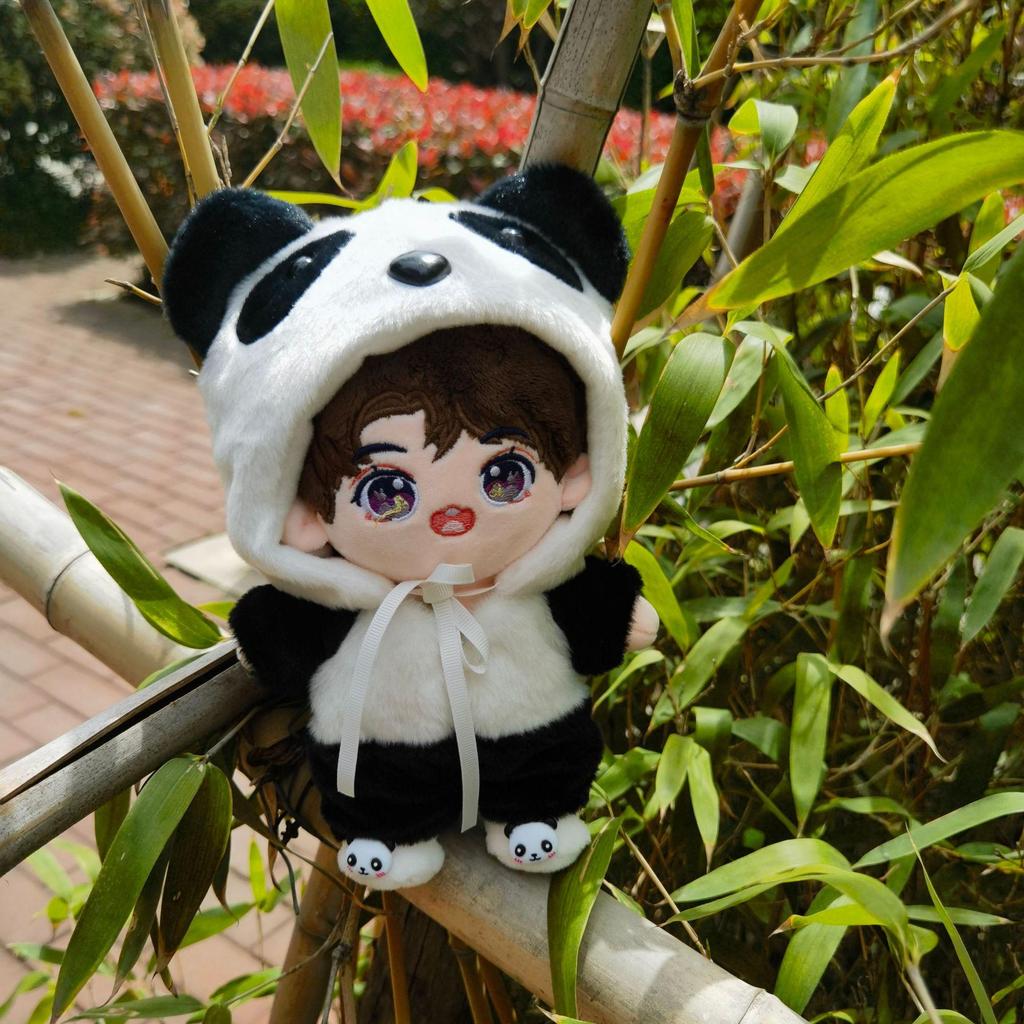 20CM Plush Doll Outfit: Panda Suit & Mary Knot Set