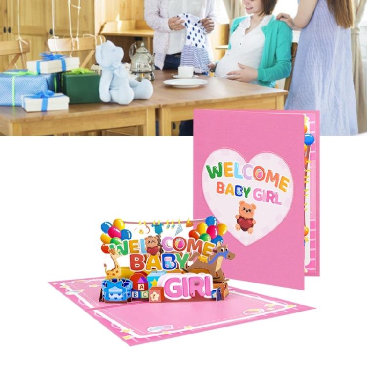 New Baby 3D Popup Greeting Card Elegant 3D Popup Card For Newborns Boy and Girls Baby Showers With Message Area