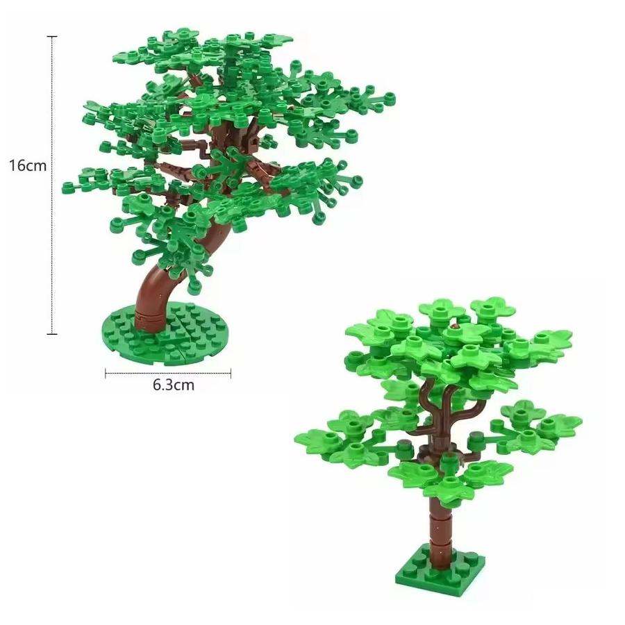 MOC Plants Accessories Bricks 3471 2435 6064 3778 City House Trees Pine Prickly Bush Green Grass Military Building Toys