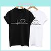 Stilvolles T-Shirt mit Herzaufdruck für Damen mit weichen, lässigen kurzen Ärmeln